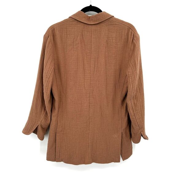 MADEWELL Women's Brown Gauzy Cotton Linen Relaxed Oversize Larsen Blazer Size XS - Picture 6 of 12